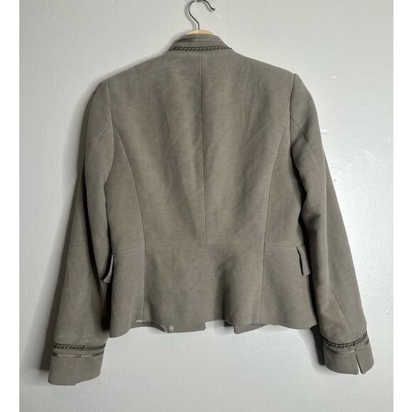 Zara Basic Collection Cropped Military Double-Breasted Jacket Olive Taupe Medium - Picture 8 of 9